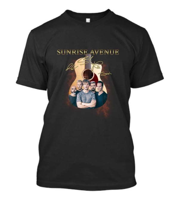SUNRISE AVENUE Signature Guitar With Band Portraits T-Shirt