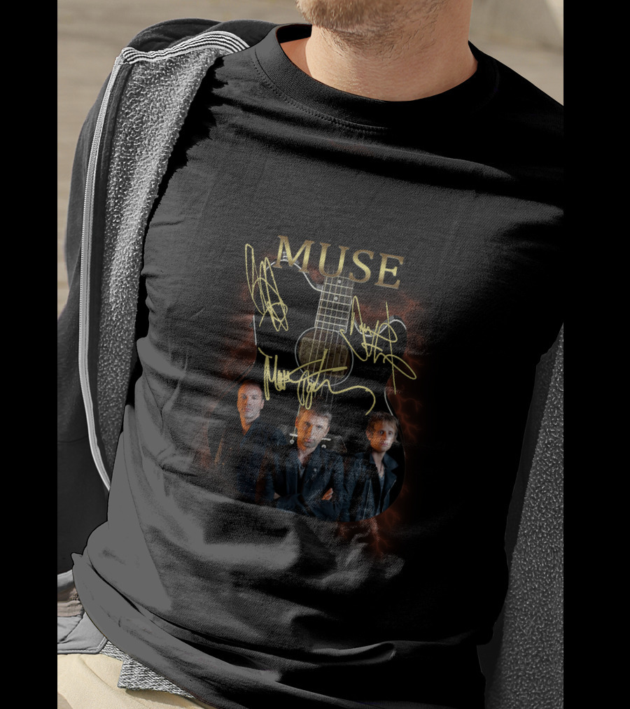 MUSE Band Guitar Autograph Design With Members T-Shirt