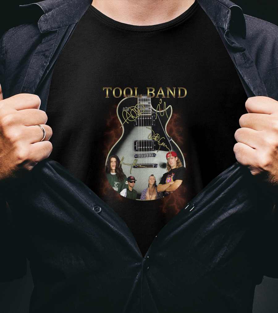 Tool Band Signature Guitar With Band Members And Autographs T-Shirt