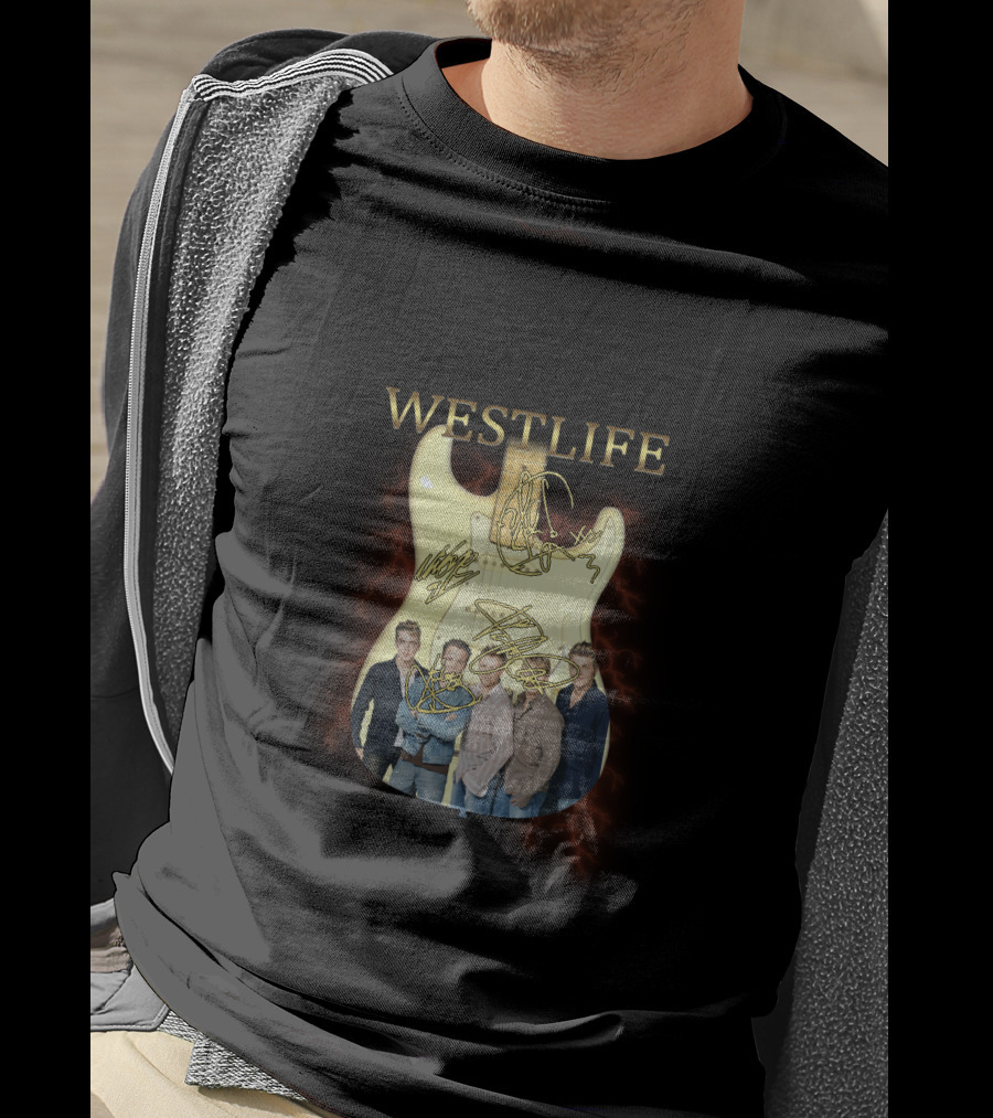 Westlife Guitar And Band Members Montage T-Shirt