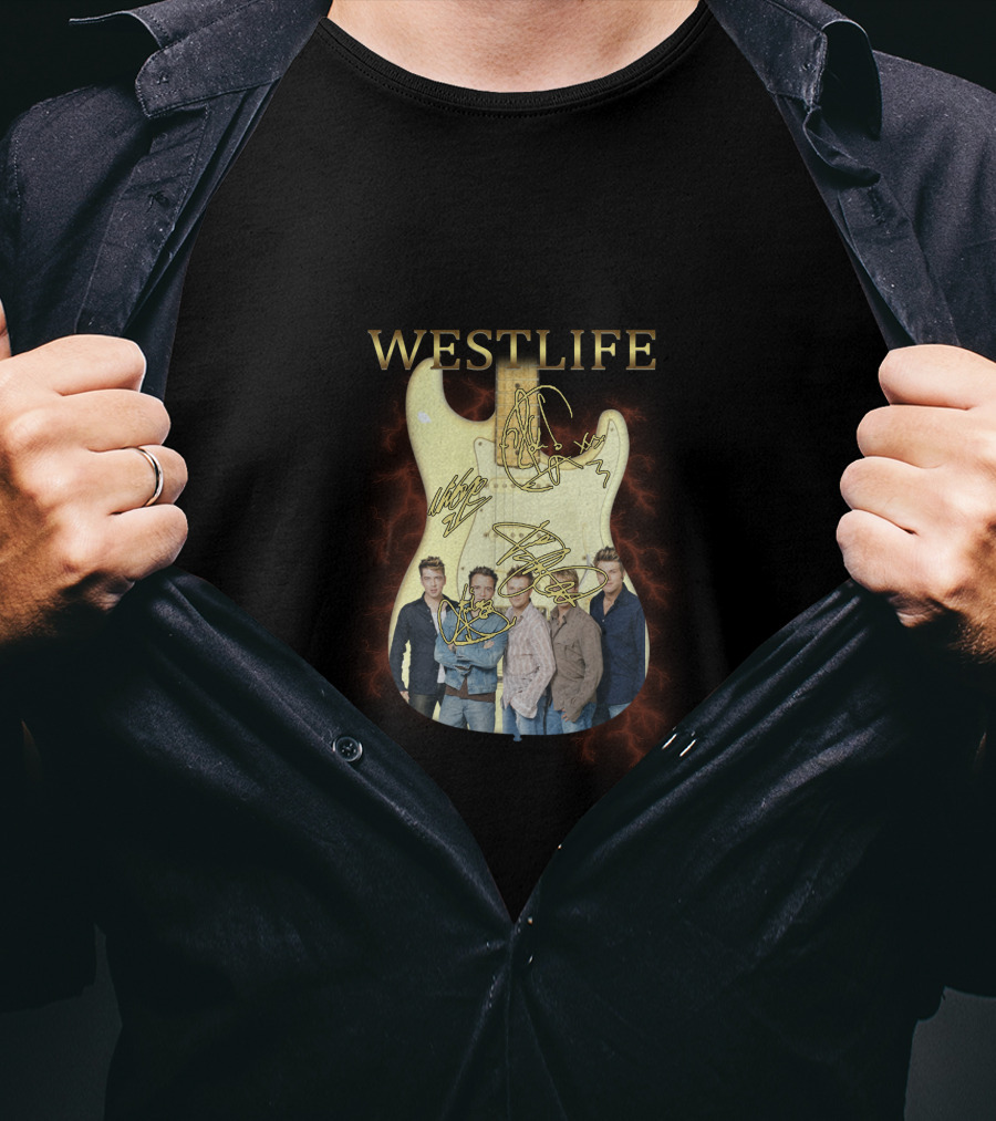 Westlife Guitar And Band Members Montage T-Shirt