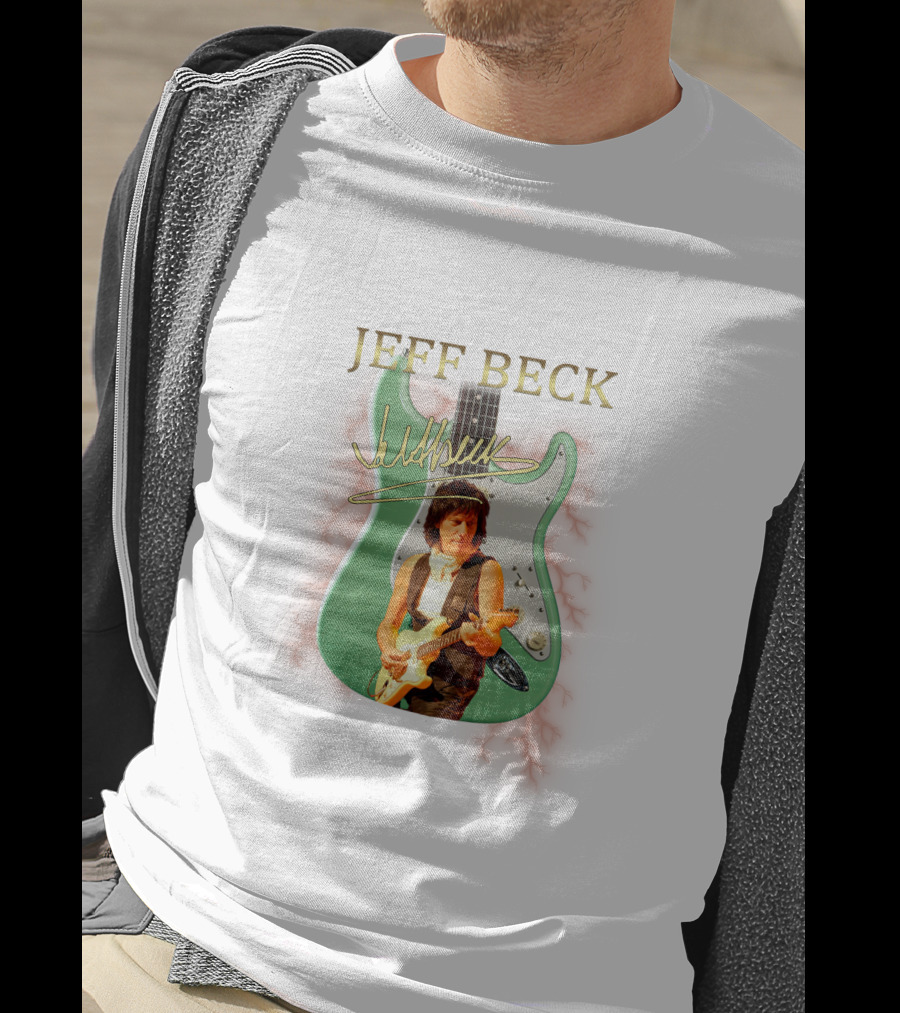 JEFF BECK Signature Electric Guitar With Performer Image T-Shirt