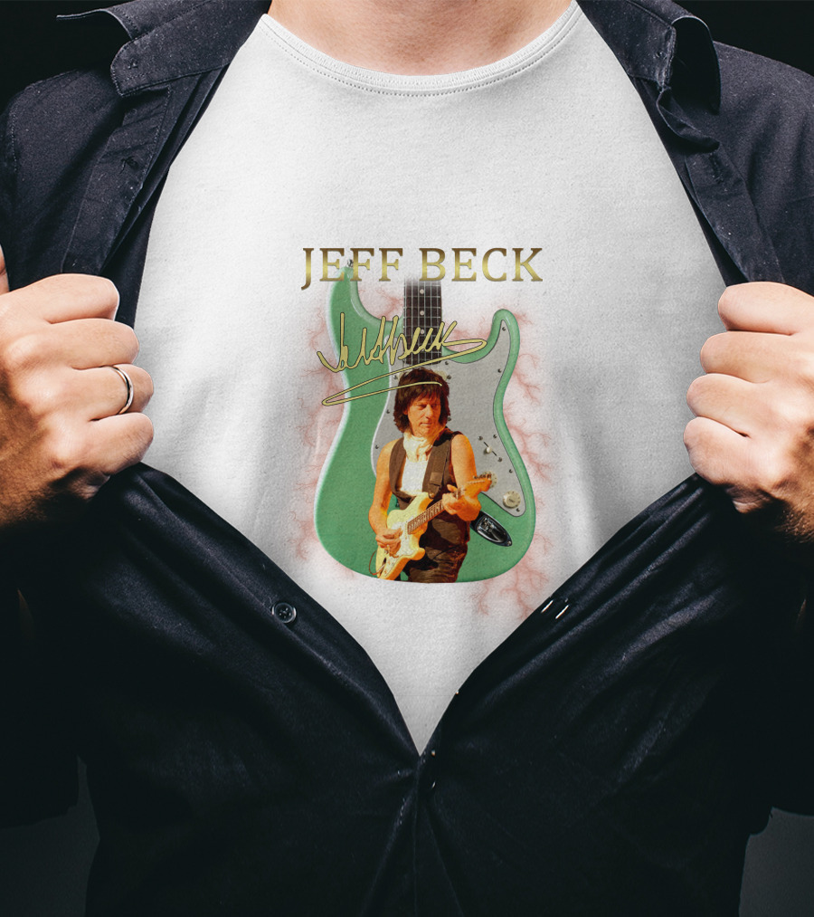JEFF BECK Signature Electric Guitar With Performer Image T-Shirt