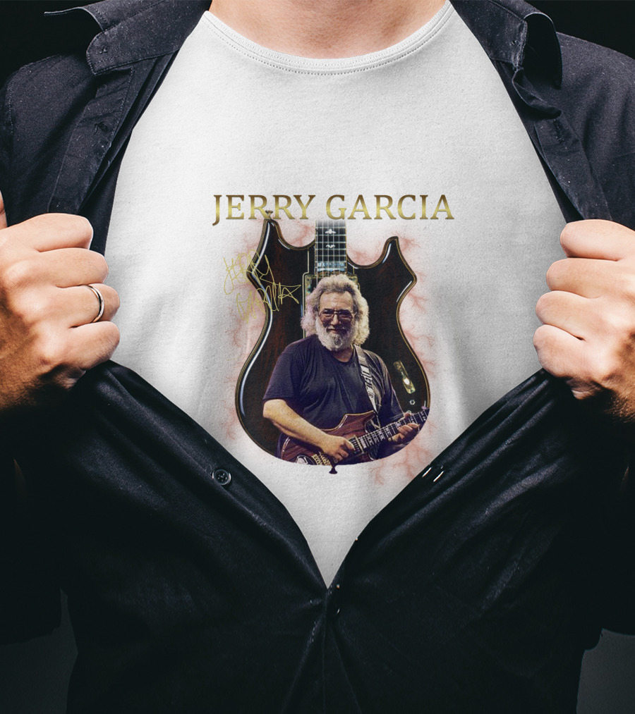 Jerry Garcia Signature Guitar Image With Jerry Garcia T-Shirt