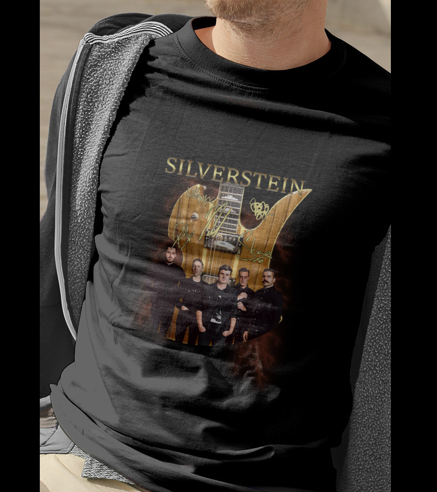 Silverstein Band Guitar With Electric Background T-Shirt