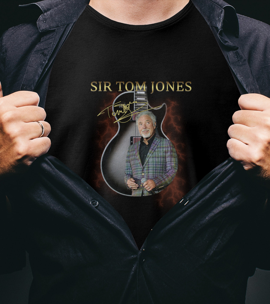 Sir Tom Jones Guitar With Legendary And Iconic Plaid Jacket T-Shirt