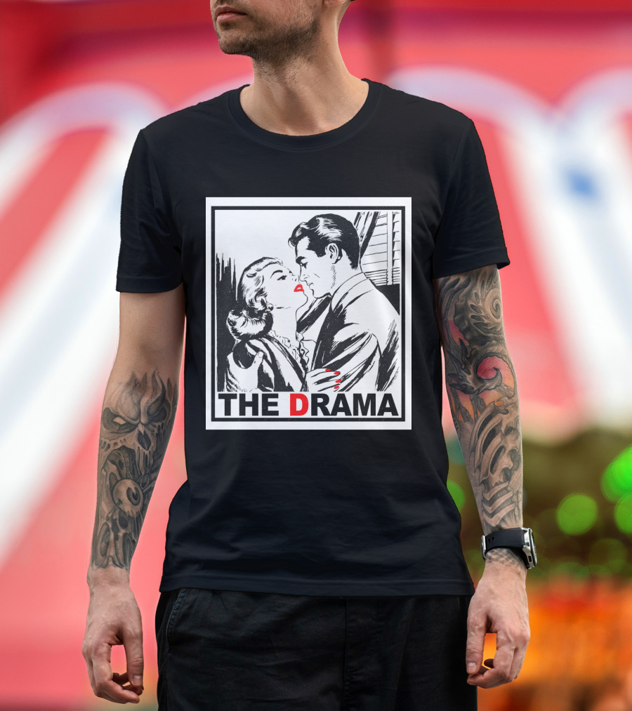 The Drama Vintage Romance Illustration with Bold Red Accents T-Shirt