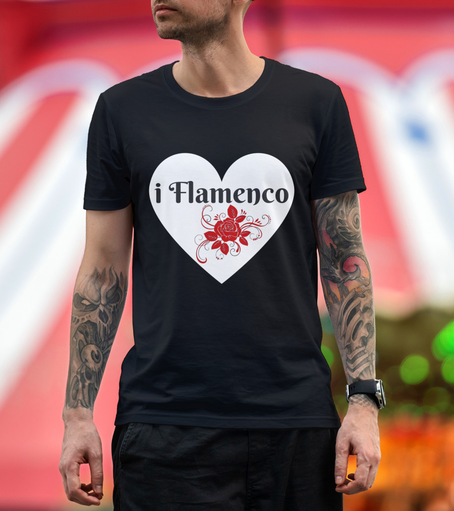 i Flamenco Heart Red Rose T-Shirt