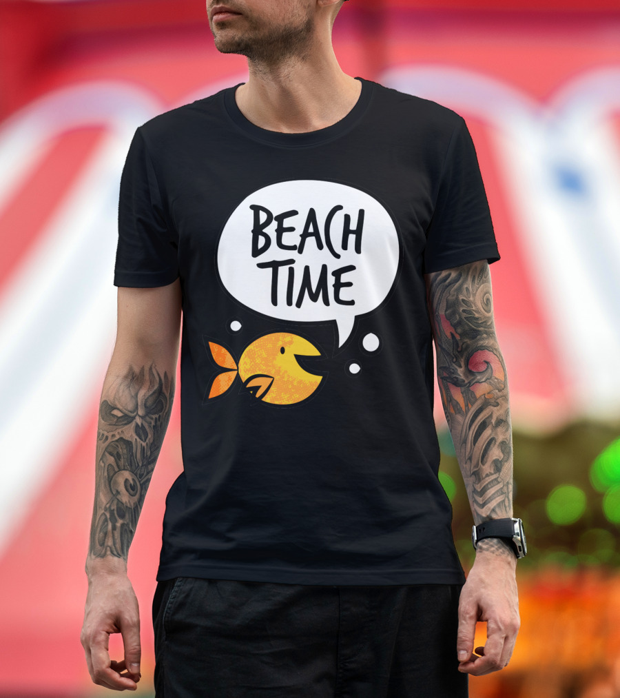 Beach Time Cartoon Yellow Fish with Speech Bubble T-Shirt