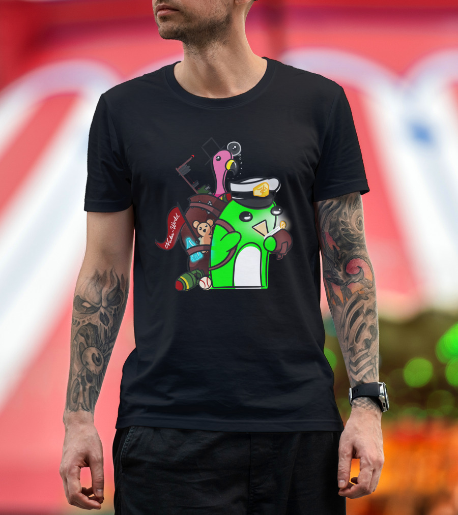 Penguin Wanderer Waka Waka World with Bear, Flamingo and Toy Soldier Adventure T-Shirt