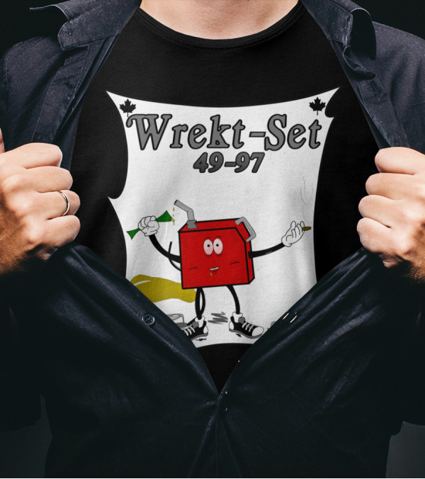 Wrekt Set 49-97 Cartoon Gas Can Smoking And Drinking T-Shirt