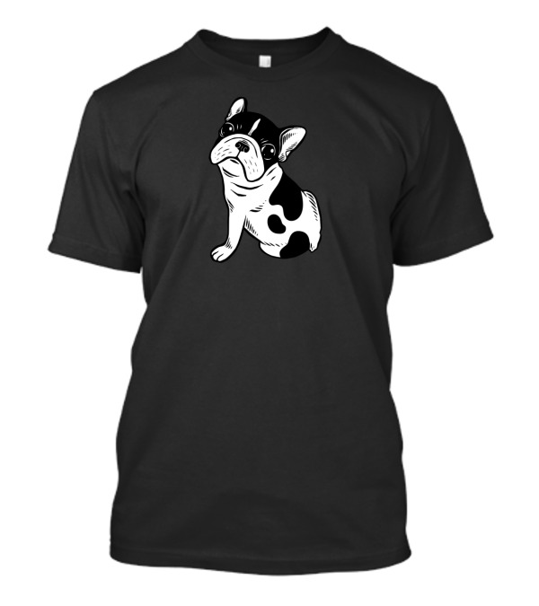 Brindle Pied Frenchie Puppy Graphic With Black And White French Bulldog T-Shirt