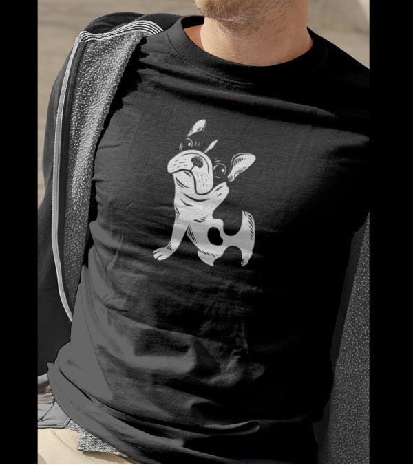 Brindle Pied Frenchie Puppy Graphic With Black And White French Bulldog T-Shirt
