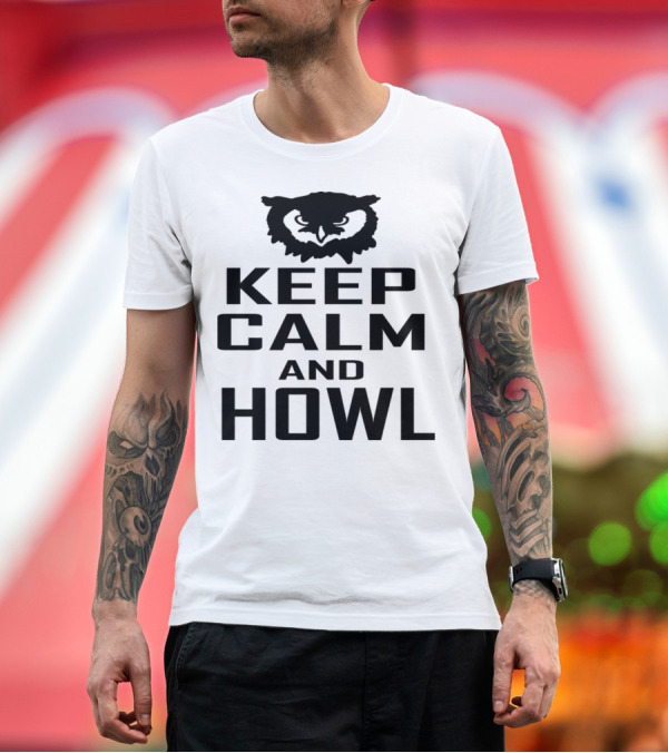 Premium T-Shirt: Keep Calm and Howl with Owl T-Shirt Keep Calm and Howl with Owl T-Shirt