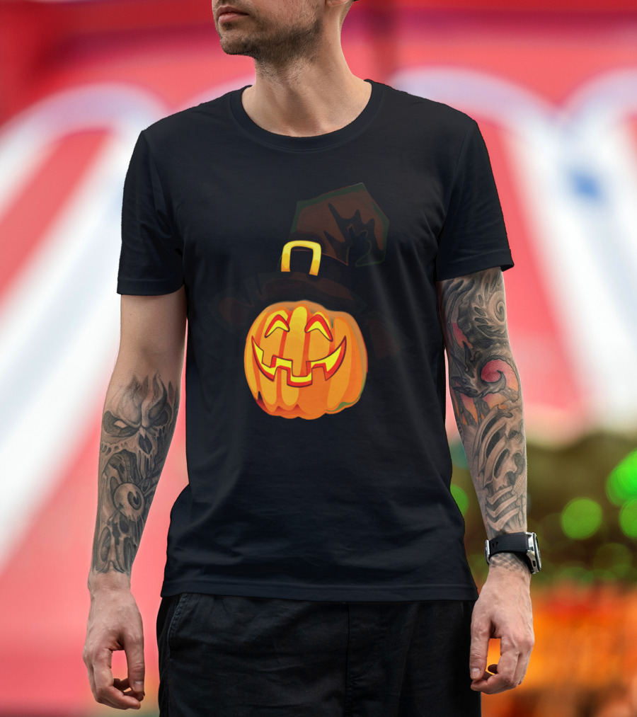 Halloween Pumpkin Witch Hat With Grinning Face T-Shirt