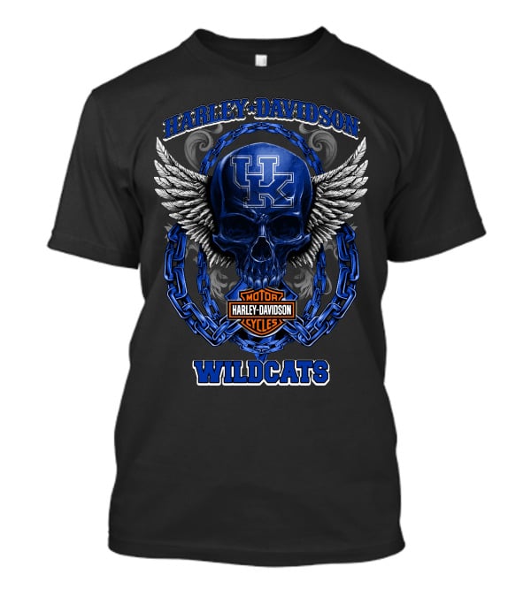 Harley Davidson Wildcats Skull Logo Kentucky Wildcats T-Shirt