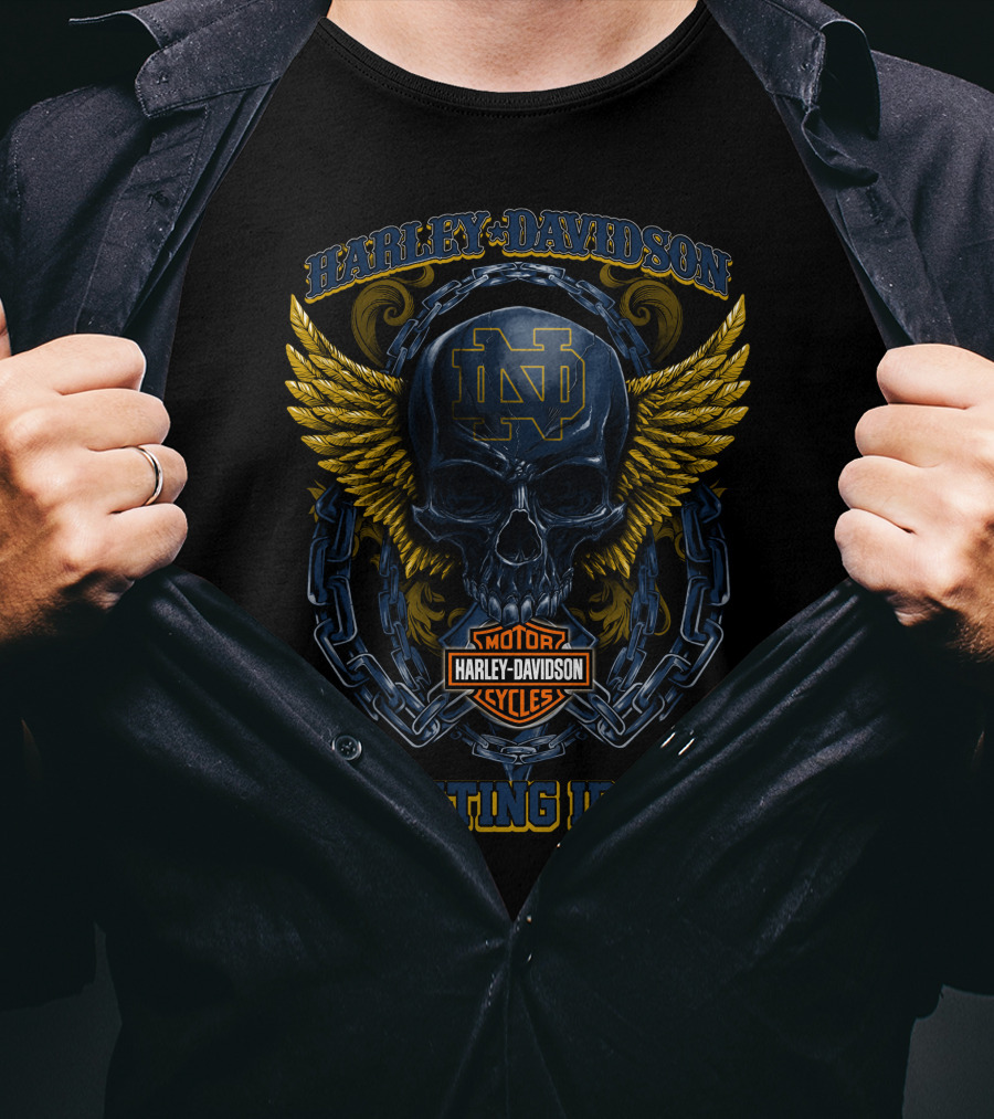 Harley Davidson Notre Dame Fighting Irish Skull Wings T-Shirt