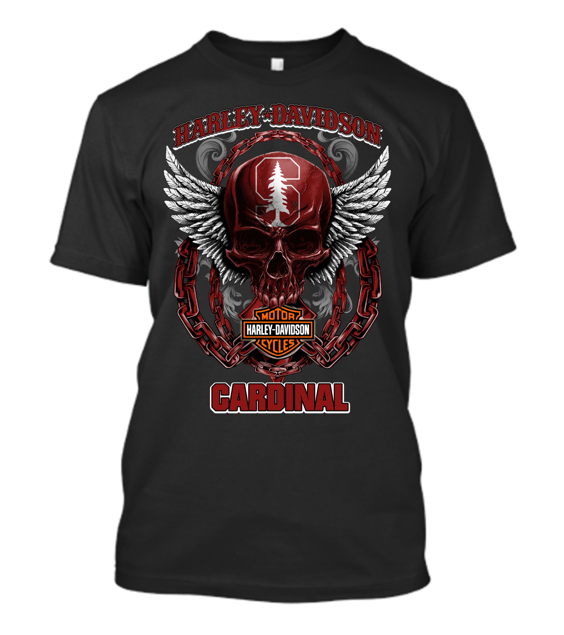 Harley Davidson Motor Cycles Stanford Cardinal Skull T-Shirt