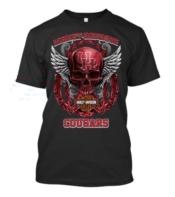 Harley Davidson Motor Cycles Uh Cougars Skull And Chains T-Shirt