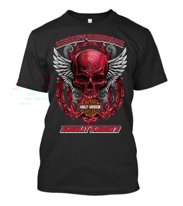 Harley Davidson Scarlet Knights Rutgers Motorcycles Skull Wings T-Shirt