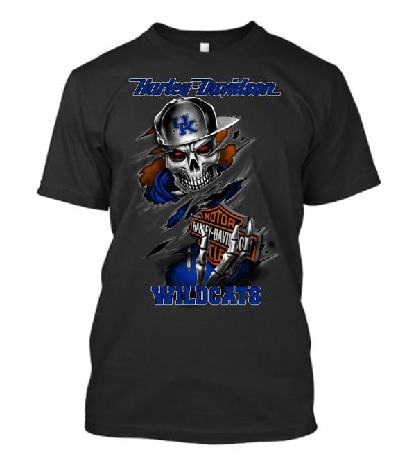 Harley Davidson Motorcycles Kentucky Wildcats Skull T-Shirt