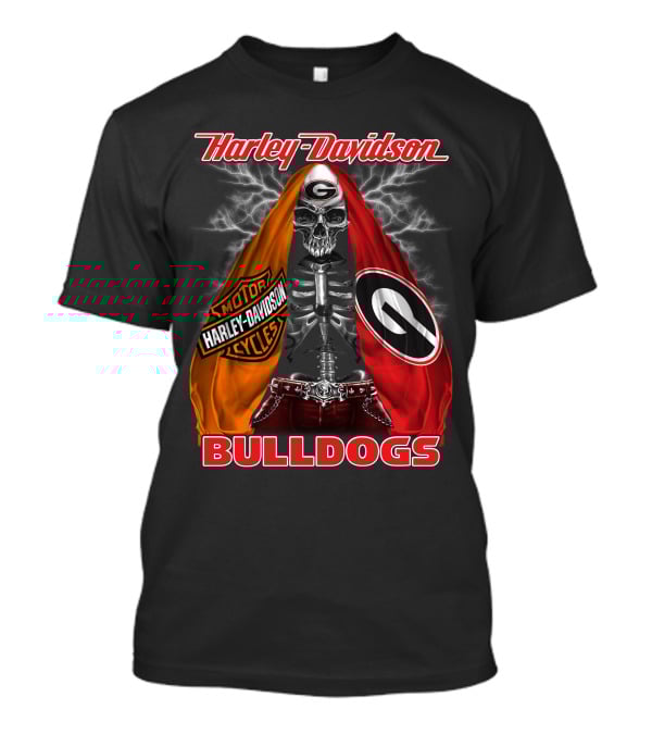 Harley Davidson Skeleton Georgia Bulldogs T-Shirt