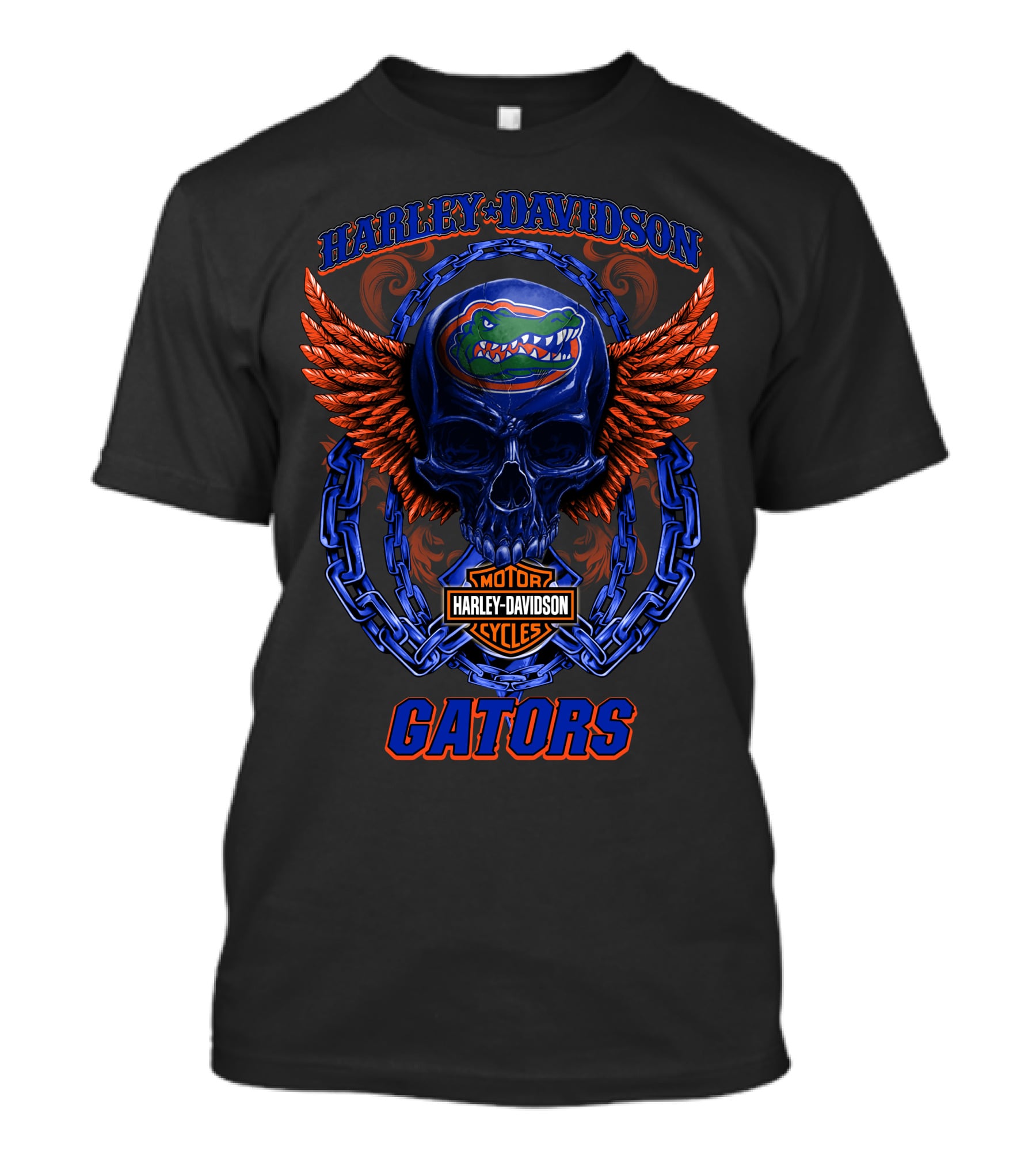Harley Davidson Florida Gators Skull Wings Motorcycle Cycles T-Shirt