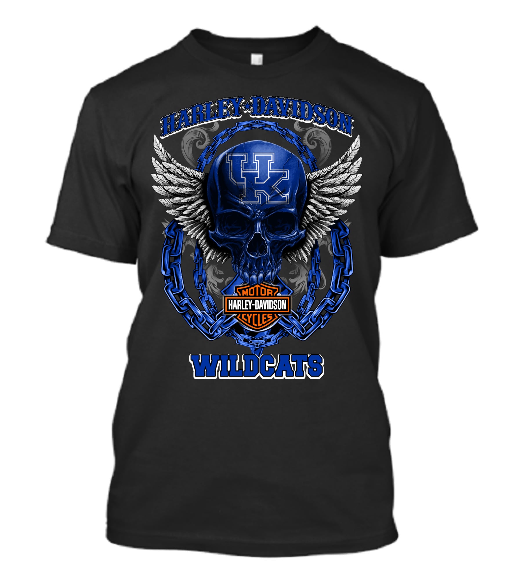 Harley Davidson Kentucky Wildcats Skull Winged Motor Cycles T-Shirt
