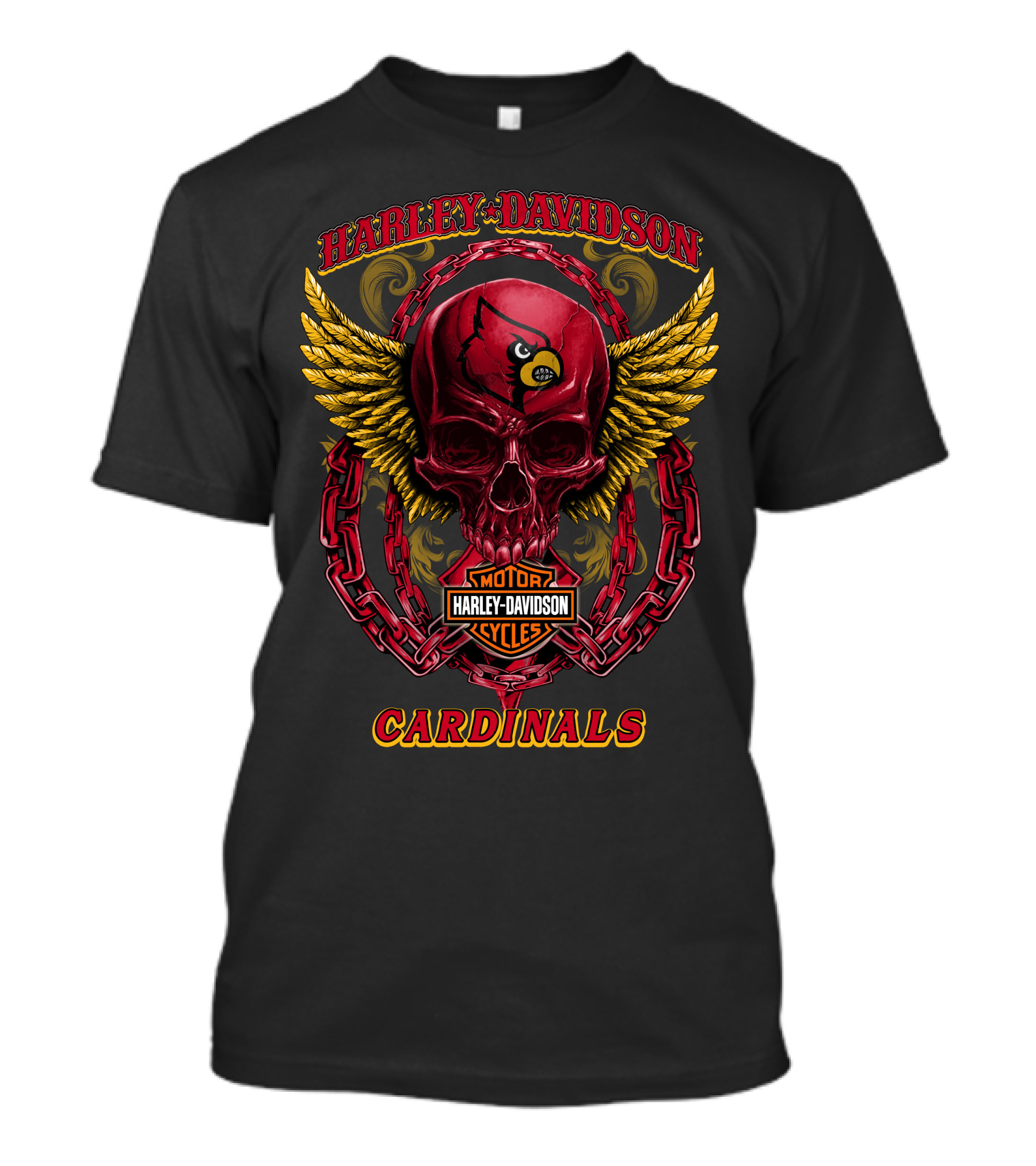 Harley Davidson Louisville Cardinals Skull Wings T-Shirt