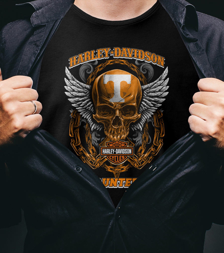 Harley Davidson Tennessee Volunteers Motorcycles Skull Wings Chains T-Shirt