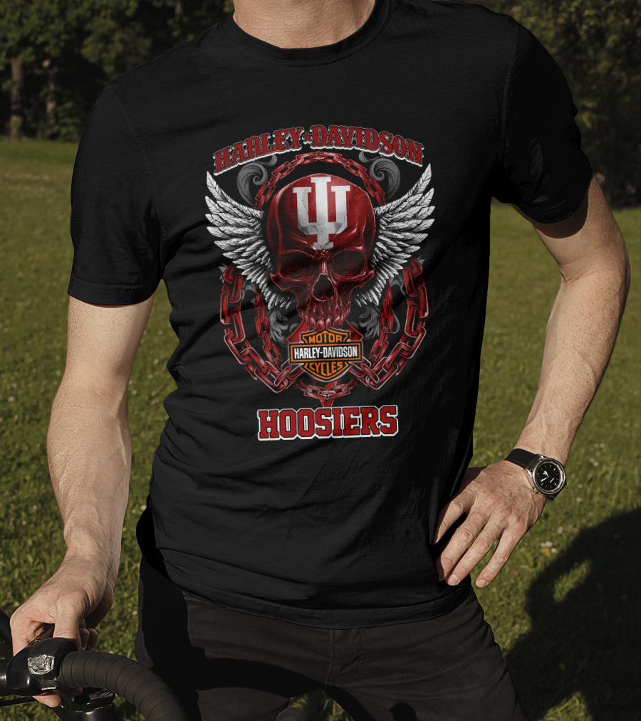 Harley Davidson Indiana Hoosiers Skull Wings And Chains T-Shirt