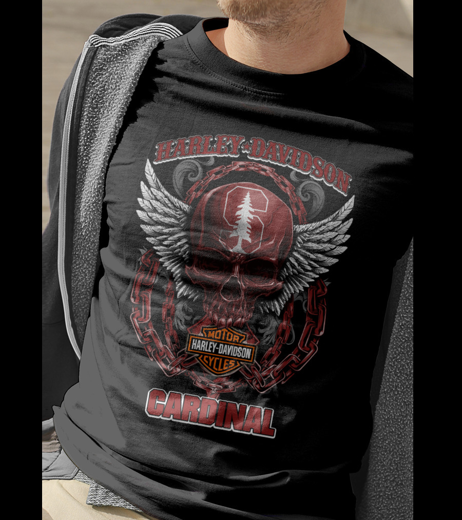 Harley Davidson Stanford Cardinal Skull Wings Chains T-Shirt