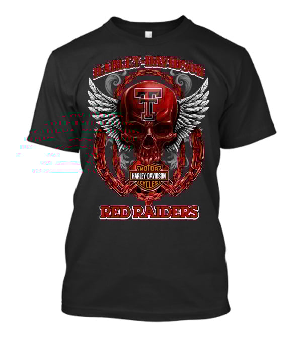 Harley Davidson Texas Tech Red Raiders Skull And Chains T-Shirt