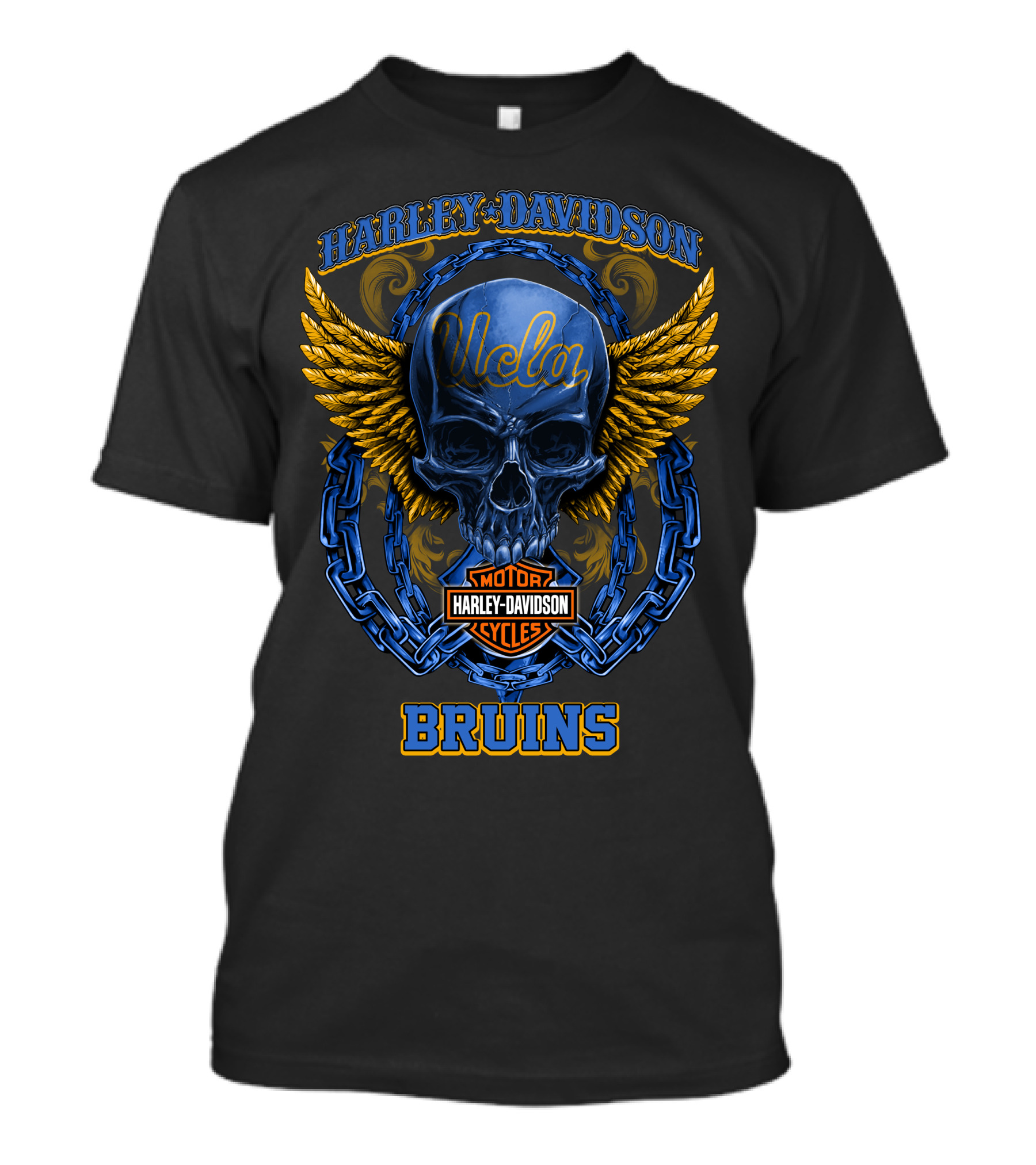 Harley Davidson Ucla Bruins Skull Wings Motorcycles T-Shirt