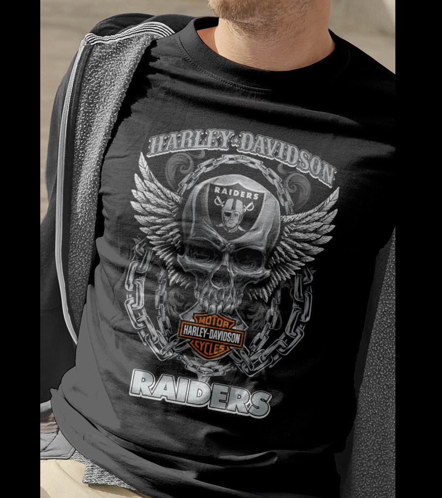 Harley Davidson Raiders Motorcycles Nfl Las Vegas Raiders T-Shirt