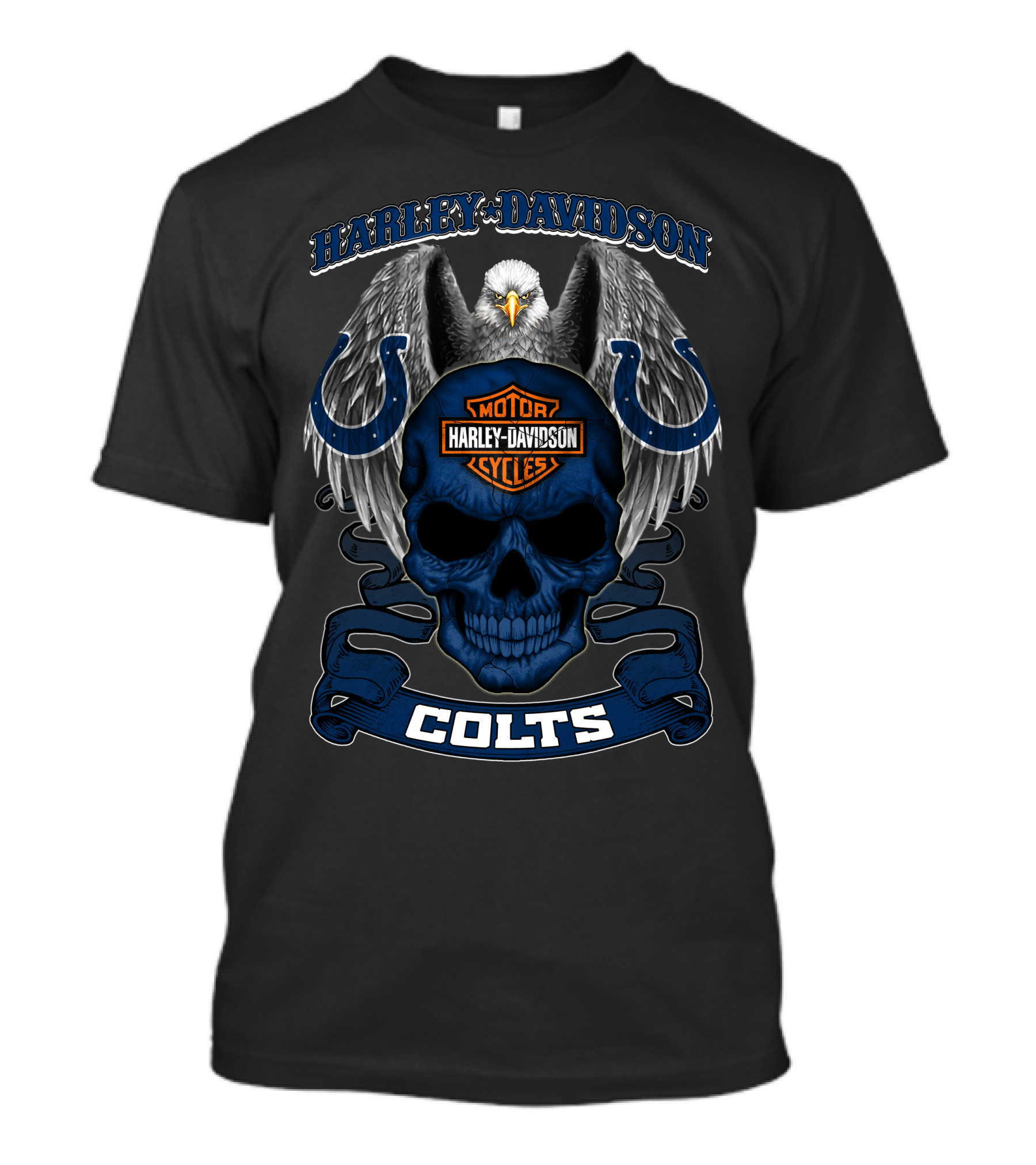 Harley Davidson Colts Skull Eagle Motorcycles Nfl Indianapolis T-Shirt