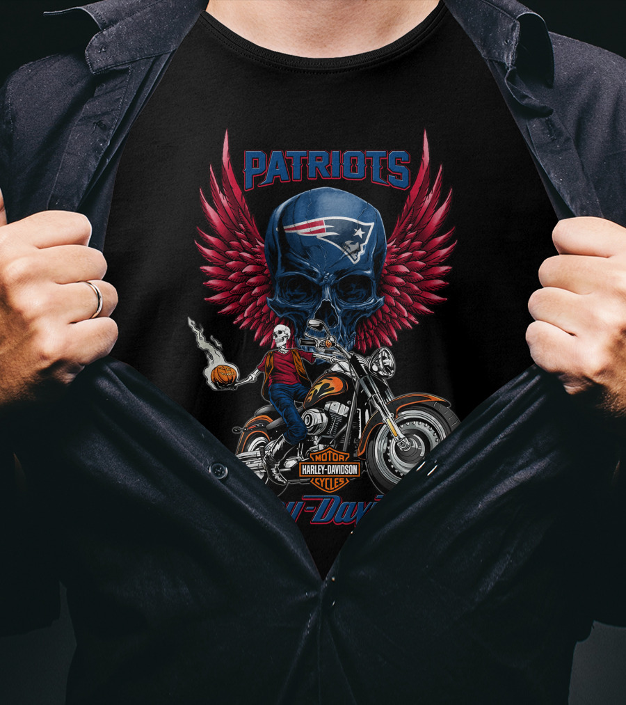 Patriots Harley Davidson Motor Cycles Nfl New England T-Shirt