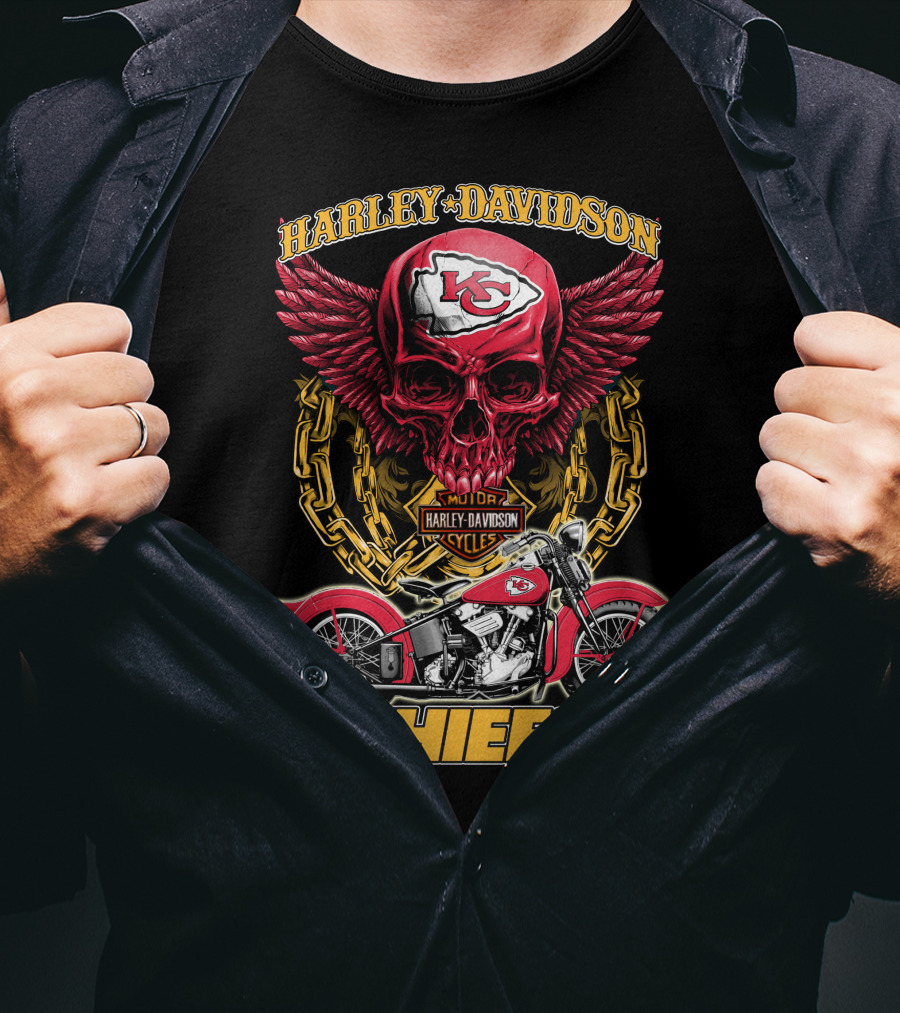 Harley Davidson Kansas City Chiefs Nfl Motorcycle Skull Chiefs T-Shirt