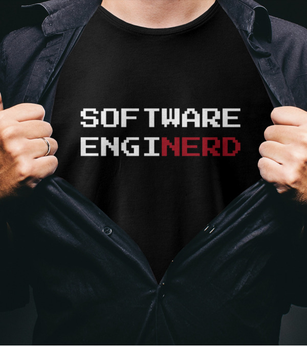 Humorous Software EngiNerd Pixel Font Mashup T-Shirt