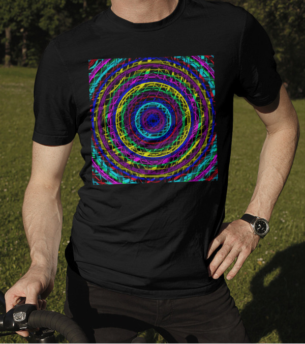 Layered Circles Vivid Multicolor Geometric T-Shirt