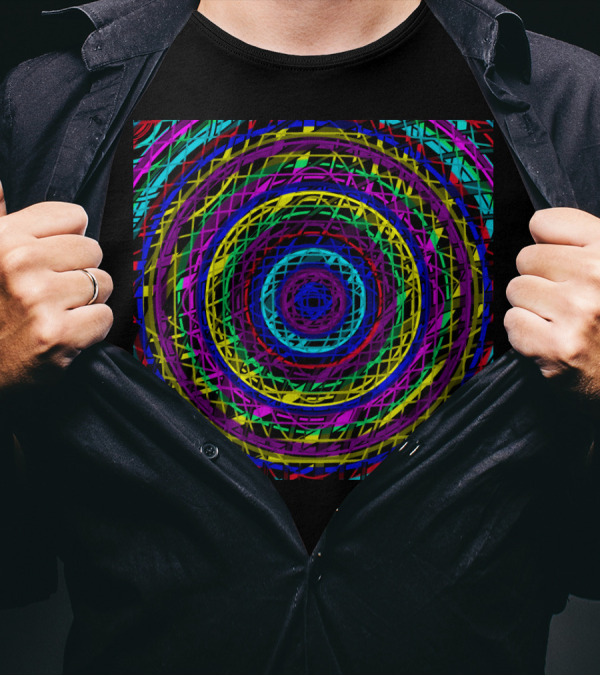 Layered Circles Vivid Multicolor Geometric T-Shirt