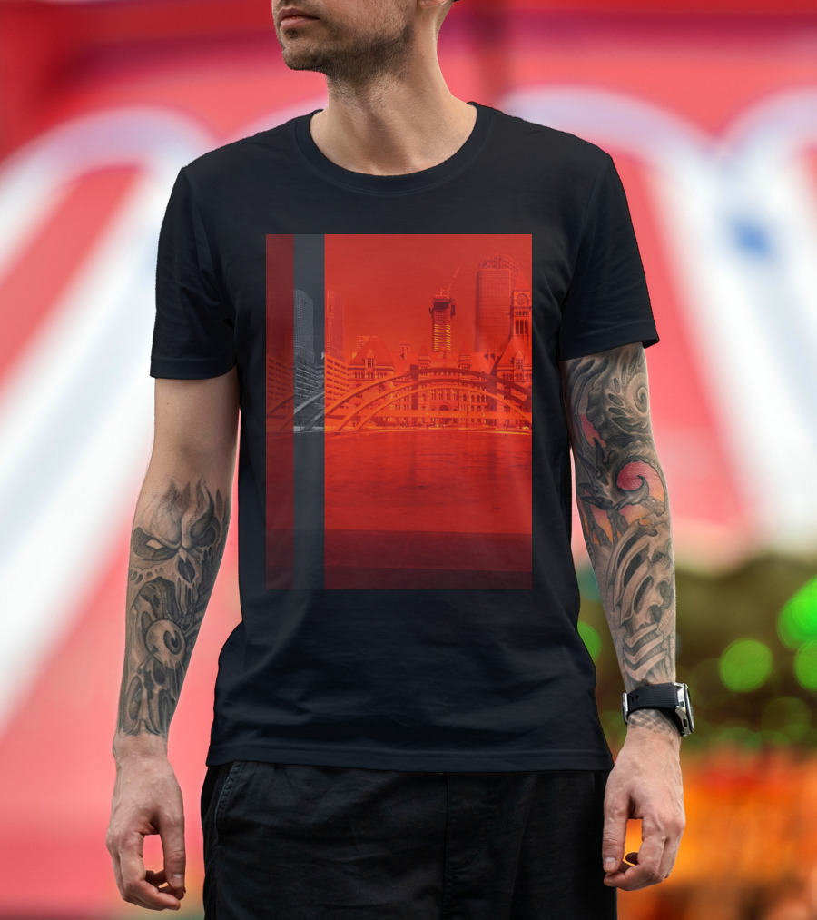 The Time We Went to Canada Cityscape Red Monochrome T-Shirt