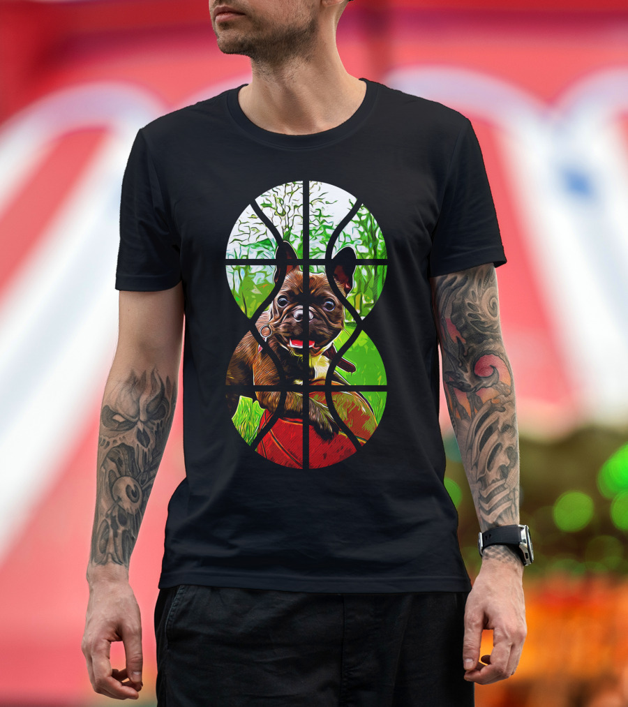 French Bulldog Portrait Basketball T-Shirt