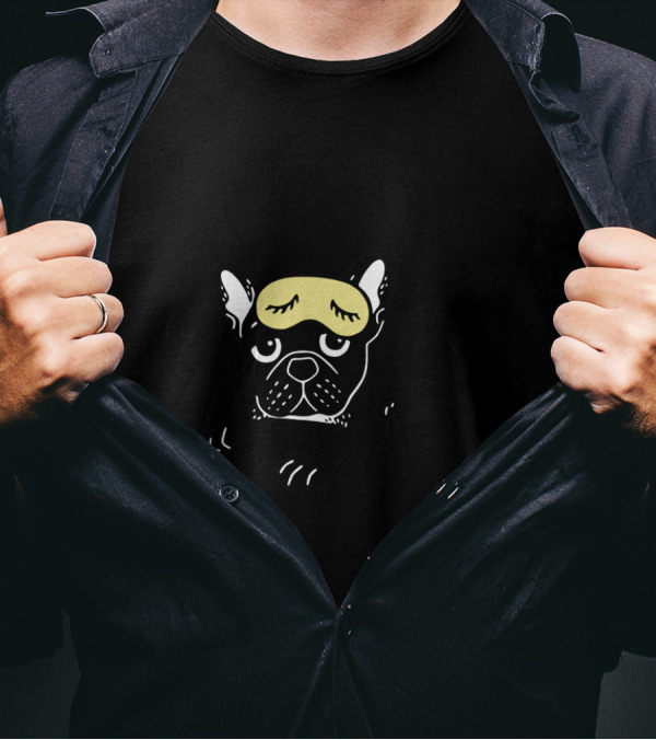 Busy Is So Overrated Brindle Frenchie With Sleep Mask T-Shirt