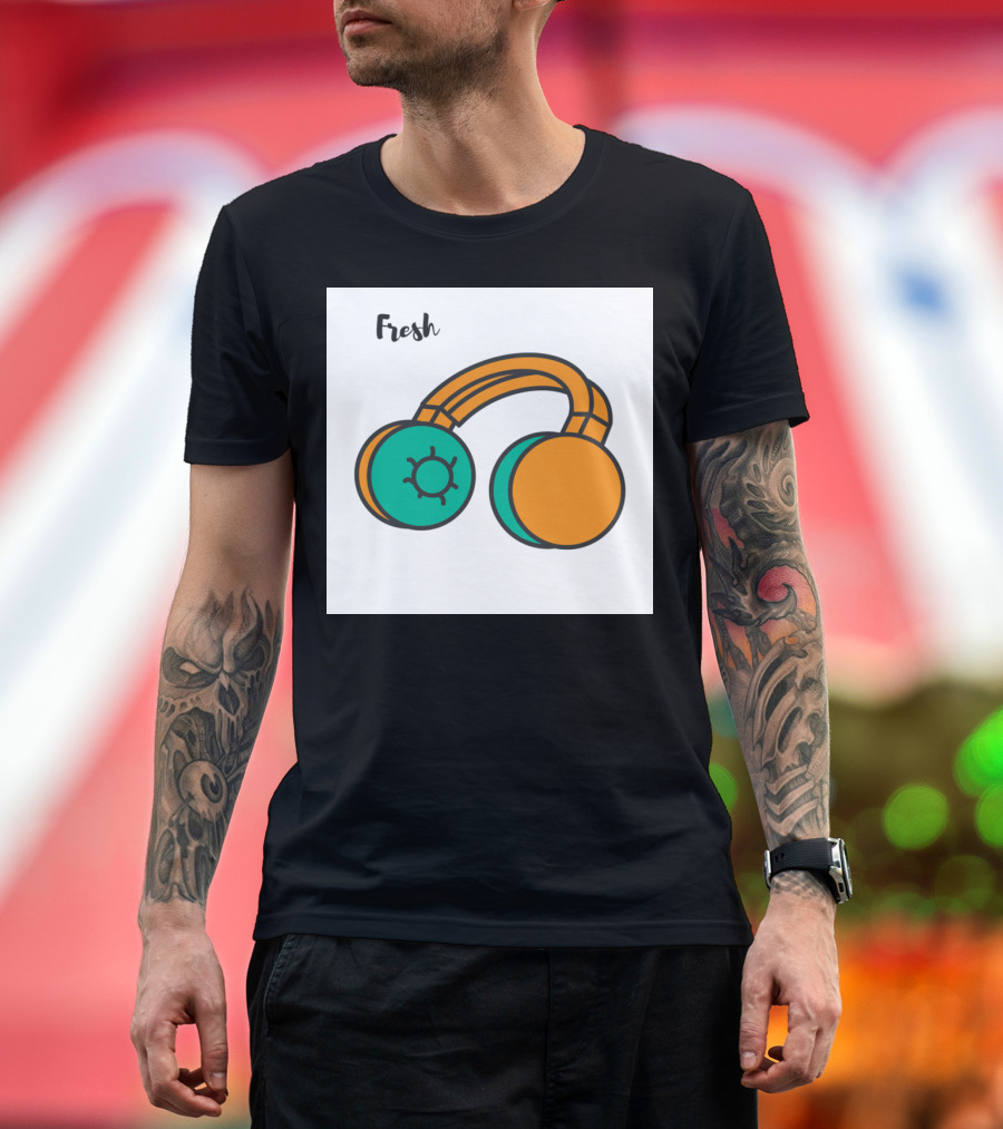 Fresh Vibrant Headset Illustration with Playful T-Shirt