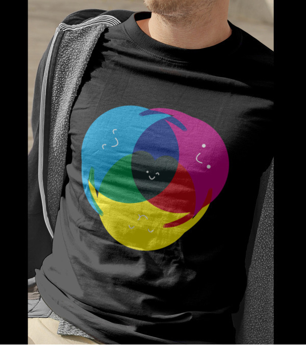 All You Need Is CMYK Cute Colorful Smiley Faces In Cyan Magenta Yellow Black Harmony T-Shirt