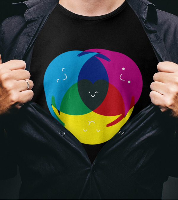 All You Need Is CMYK Cute Colorful Smiley Faces In Cyan Magenta Yellow Black Harmony T-Shirt