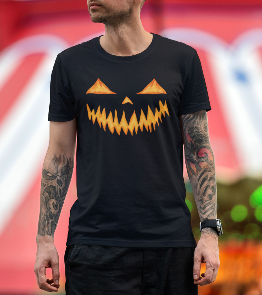 Halloween Pumpkin Jack-O'-Lantern Fire Effect Face T-Shirt