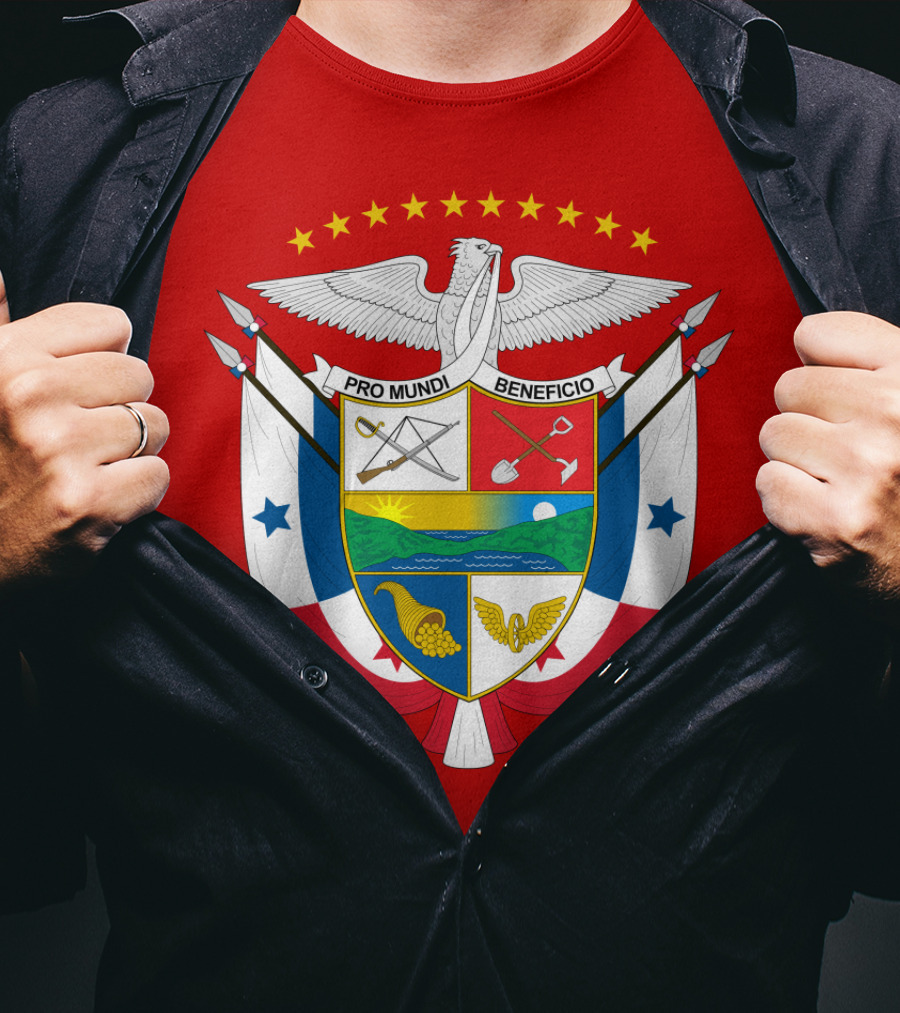Pro Mundi Beneficio Escudo De Panamá Coat Of Arms Flag T-Shirt