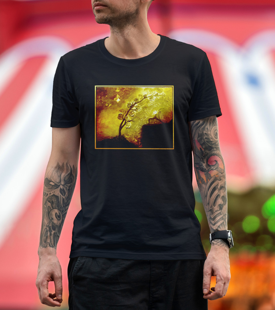 Bend Not Break Golden Rule Cherry Blossom Tree with Shining Light in Square Frame T-Shirt